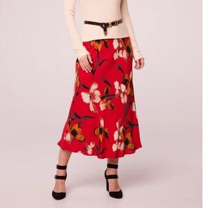 Band of the Free Floral Red Midi Skirt size XS NWT